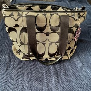 Gently used coach grey shoulder bag
